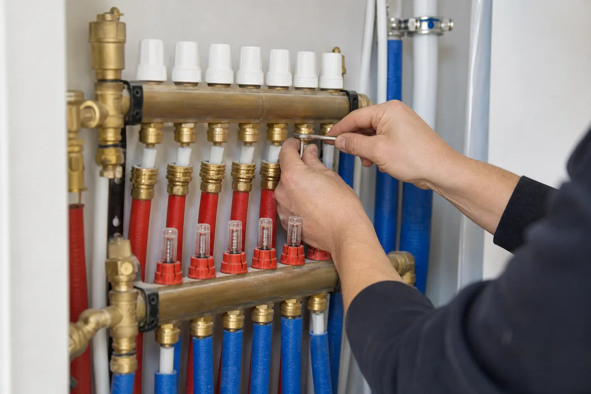 Nourrice de distribution en PER dans la gaine technique d’un appartement neuf